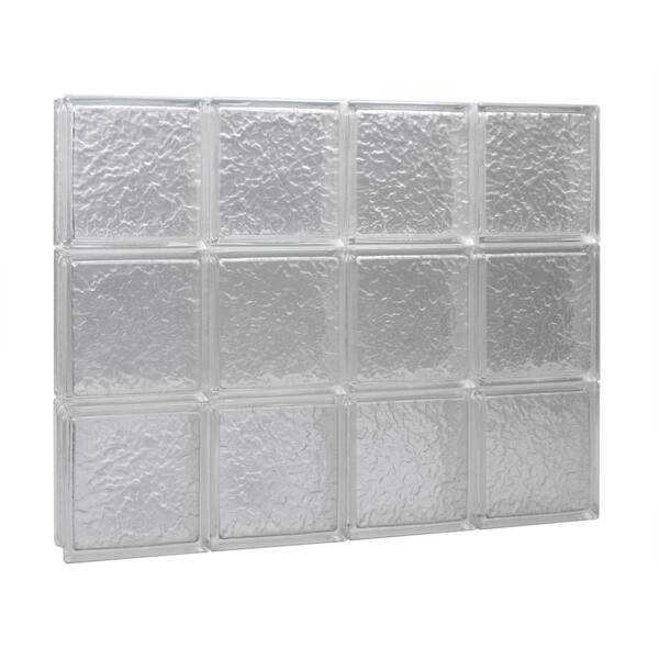 Pittsburgh Corning 28 in. x 48 in. x 3 in. GuardWise IceScapes Pattern Solid Glass Block Window