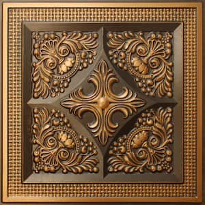 Falkirk Perth Antique Gold 2 ft. x 2 ft. Decorative Rustic Glue Up or Lay In Ceiling Tile (100 sq. ft./case)