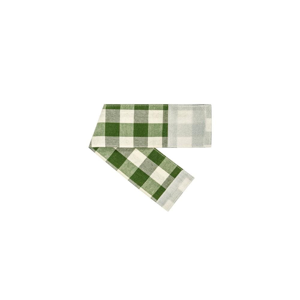 Sage Buffalo Check Light-Filtering Cotton Polyester Door Curtain Panel