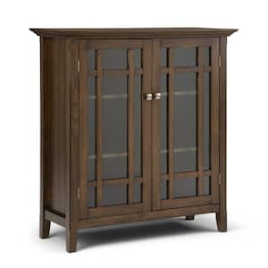 Bedford Solid Wood 32 in. Wide Transitional Low Storage Media Cabinet in Rustic Natural Aged Brown