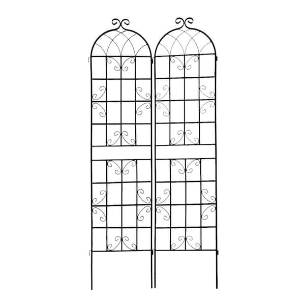 Unbranded 86.7 in. x 19.7 in. Black Metal Garden Trellis Rustproof Trellis for Climbing Plants (2-Pack)