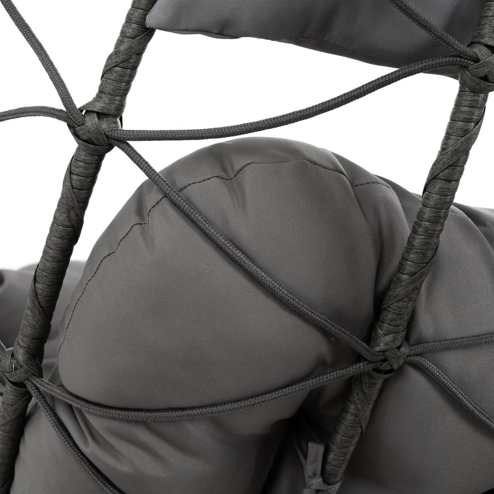 Gray Steel Outdoor Egg Chair with Cushions for Two