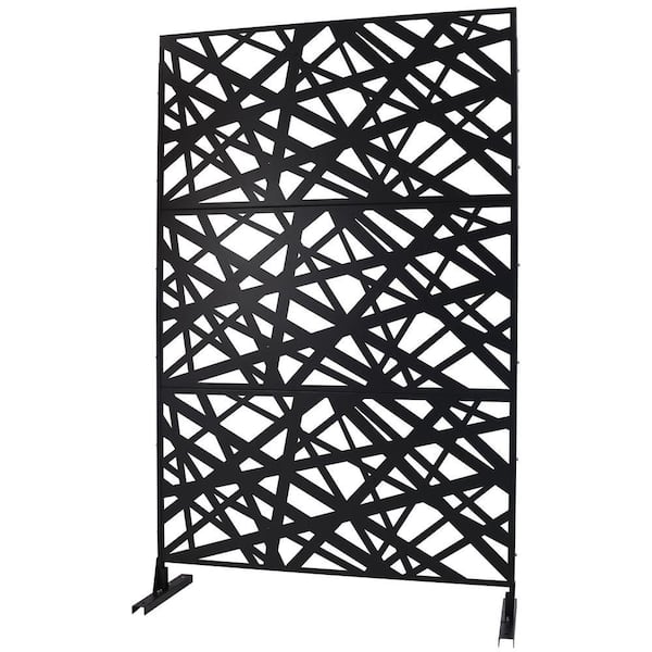 Outdoor and Indoor 6.3 ft. x 4 ft. Freestanding Decorative Privacy Fence Screen Black Metal for Garden Fence