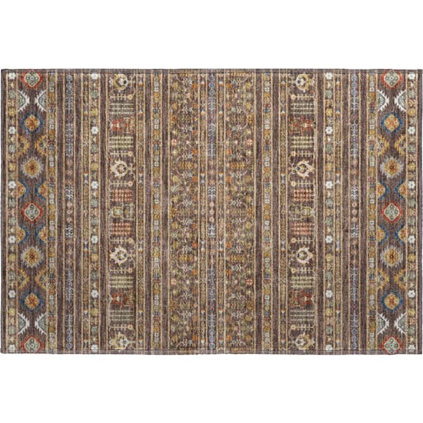 Mayfield Premium Machine Washable Abstract AMF2244 Chocolate 2 ft. x 3 ft. Accent Rug