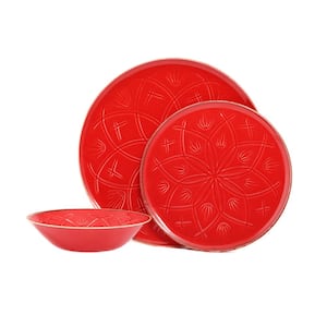 Christina Seasons 3 Piece Red Porcelain Dinnerware Place Setting (Serving Set for 1)