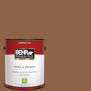 BEHR PREMIUM PLUS 5 gal. #N170-1 Tailors Chalk color Flat Low Odor Interior  Paint & Primer 105005 - The Home Depot