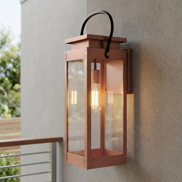 Union Square 9.75 in. 1-Light Bronze Antique Copper Outdoor Wall Lantern Sconce