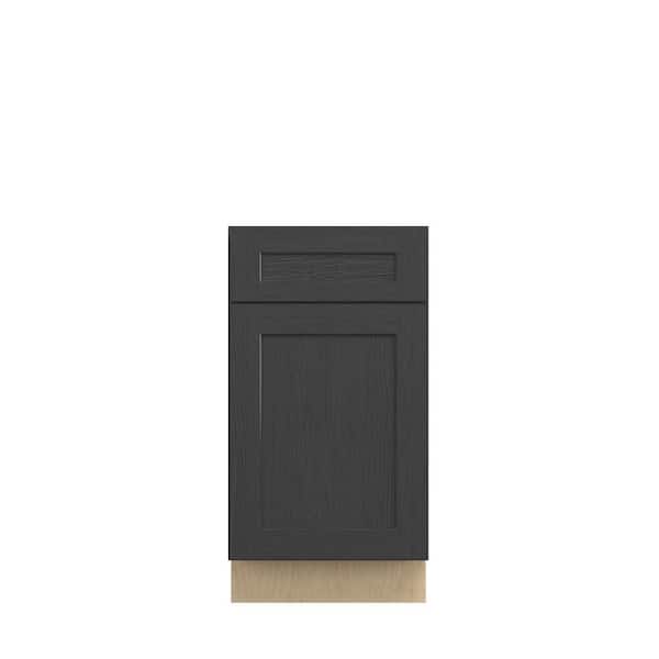 Kunal Kitchens Jamestown Recessed 18 in. W x 34.5 in. H x 24 in. D in Espresso Plywood Assembled Pullout Trash Can with Soft Close