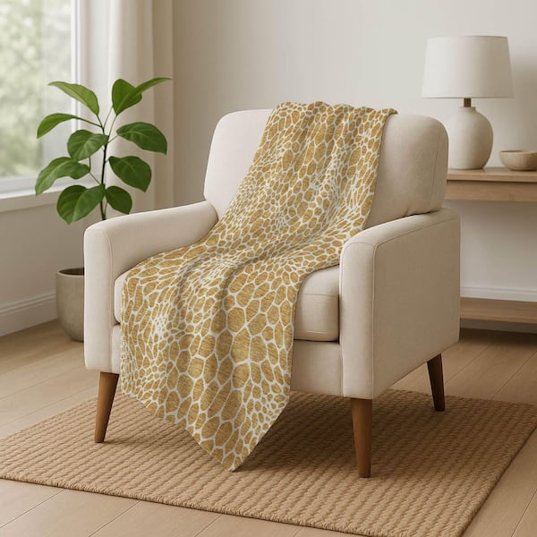 Premium Machine Washable ASB919 Gold 50 in. x 70 in. Sherpa Throw Blanket