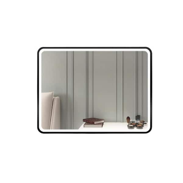Boosicavelly 24 in. W x 32 in. H Rectangular Framed Anti-Fog Wall Mounted LED Bathroom Vanity Mirror in Black