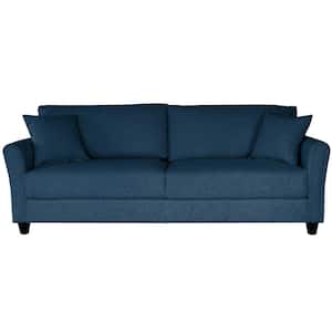85 in. Round Arm 4-Seater Removable Cushions Sofa in Blue