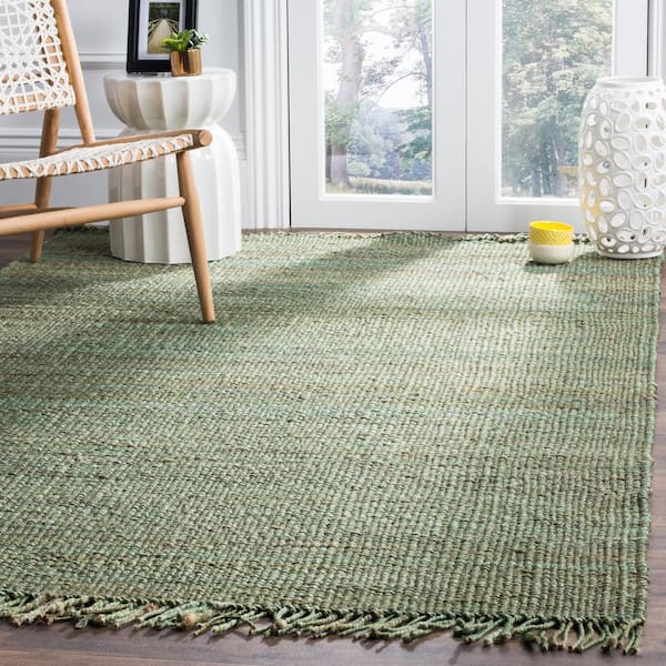 Natural Fiber Green 6 ft. x 9 ft. Gradient Solid Color Area Rug