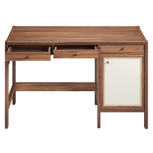 MODWAY Capri 49 in. Recatanglar Walnut Wood Grain Office Desk EEI