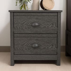 Geodarno Dark Gray Oak 2-Drawer Nightstand (18.9 in. W x 16.3 in. D x 20.1 in. H)