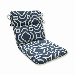 Trellis Outdoor/Indoor 21 in. W x 3 in. H Deep Seat, 1 Piece Chair Cushion with Round Corners in Blue/White Carmody