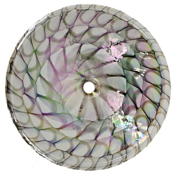 Murano 21 in. x 21 in. Drop-in Bathroom Sink in Nautilus Brown Decorative Pattern Glass