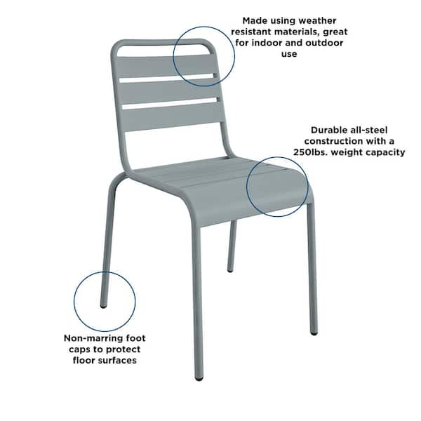 Novogratz June Light Gray Stackable Metal Outdoor Dining Novogratz June Light Gray Stackable Metal Outdoor Dining