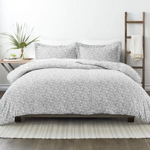 Wheat Field Patterned Performance Gray Queen 3-Piece Duvet Cover Set
