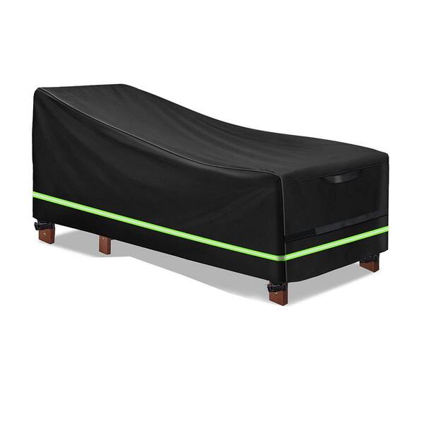 Shatex Waterproof Patio Furniture Cover Silver-coated Chaise Lounge Cover Black with Green Reflection, 78 in.x 30 in.x 27/16in.
