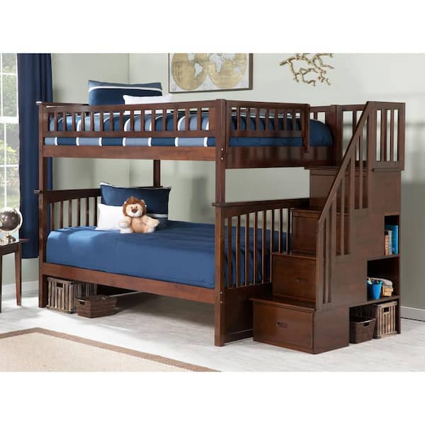 AFI Columbia Staircase Bunk Bed Full over Full in Walnut