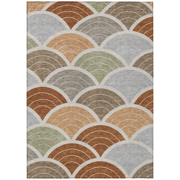 Chantille Machine Washable Indoor/Outdoor Abstract ACN3095 Paprika 10 ft. x 14 ft. Area Rug