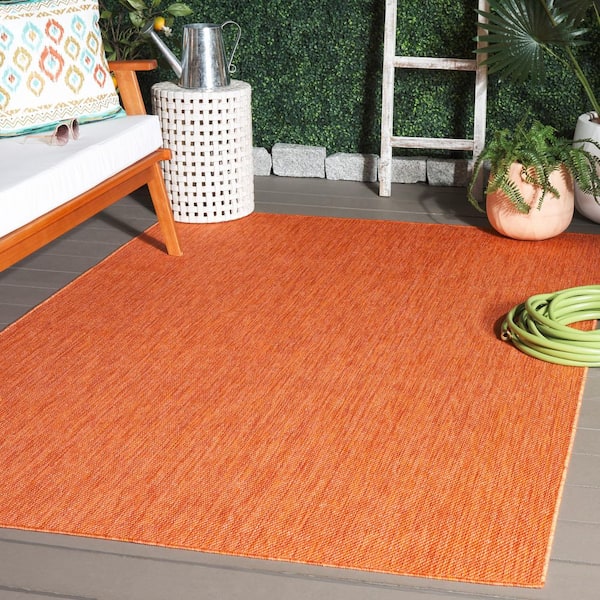 Beach House Orange 9 ft. x 12 ft. 2-Toned Solid Indoor/Outdoor Area Rug