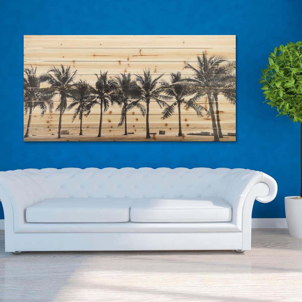 Solitary Beach Black and Beige Solid Fir Wood Wall Art