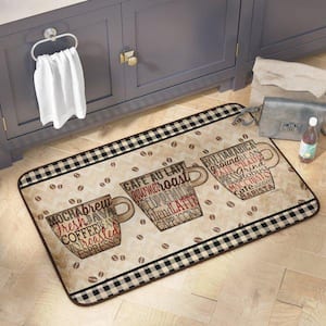 Cloud Comfort Coffee Words 24 in. x 36 in. Anti-Fatigue Kitchen Mat