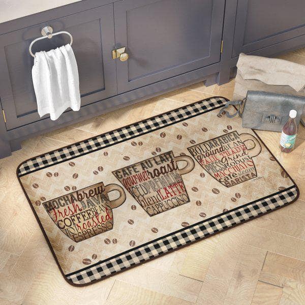 Cloud Comfort Coffee Words 24 in. x 36 in. Anti-Fatigue Kitchen Mat