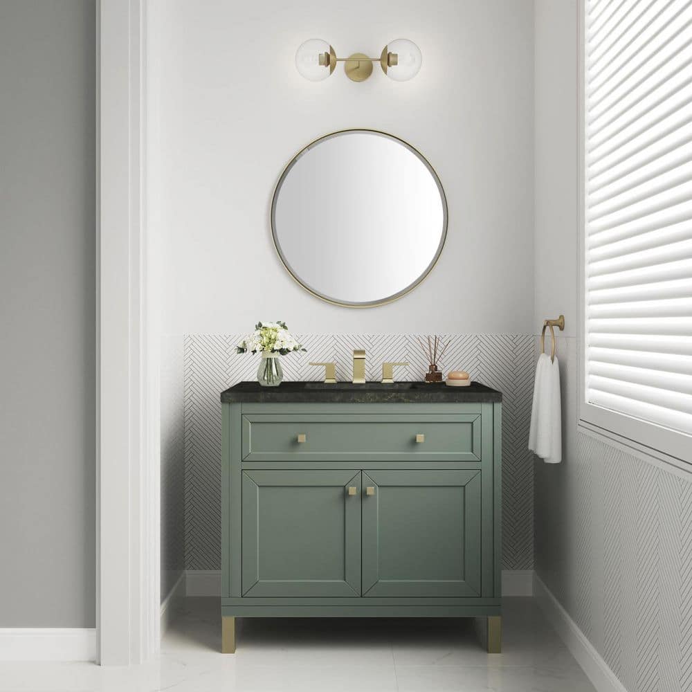 Chicago 36.0 in. Single Bath Vanity in Smokey Celadon with Phantome Engineered Composite Top price history on PriceWatchPro