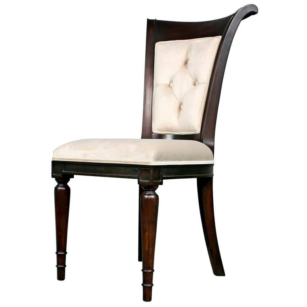 Pearl Velvet Upholstered Mahogany Side Chair Set