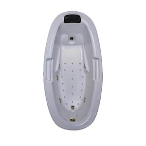 72 in. Acrylic Oval Drop-in Air and Whirlpool Bathtub in Biscuit