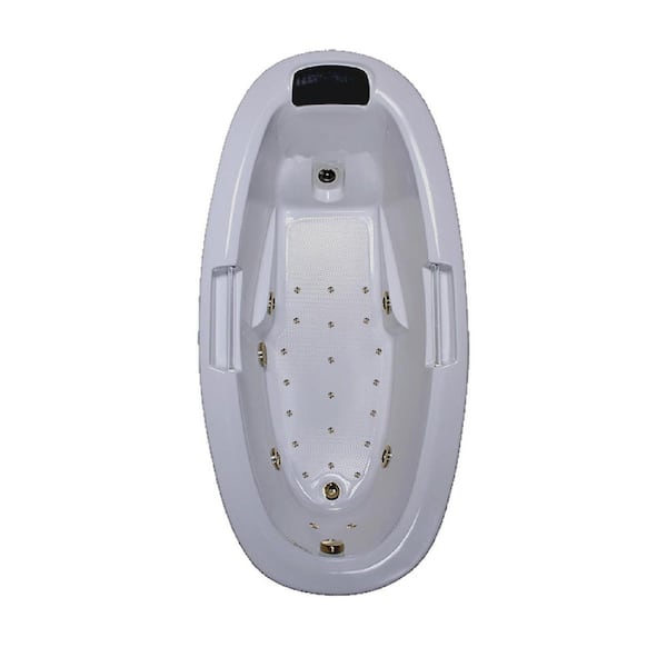 Comfortflo 72 in. x 36 in. Acrylic Oval Drop-in Whirlpool and Air Bathtub with Reversible Drain in Bone