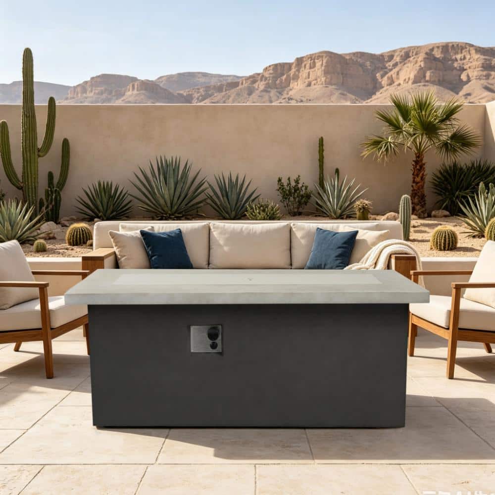 60 in. 60000 BTU Rectangular Gray Outdoor Concrete Propane Fire Pit Table price history on PriceWatchPro