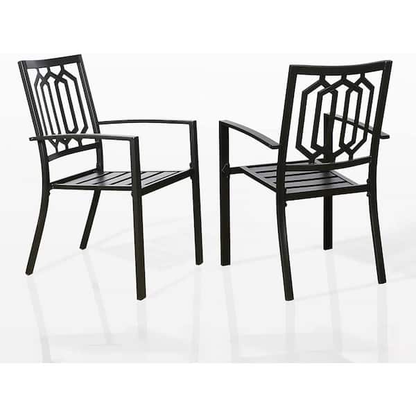 TIRAMISUBEST Steel Outdoor Dining Chair Set of 2