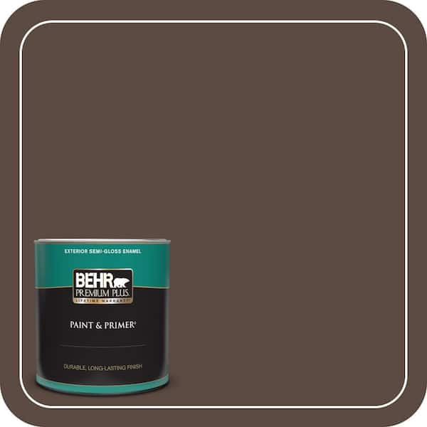 BEHR PREMIUM PLUS 1 qt. #PMD-91 Iced Espresso Semi-Gloss Enamel Exterior Paint & Primer