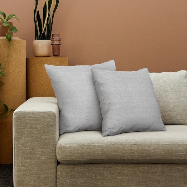 Vsmile Set of 2 Pillows - 18 in. x 18 in. Gray Soft and Plush Throw Pillow