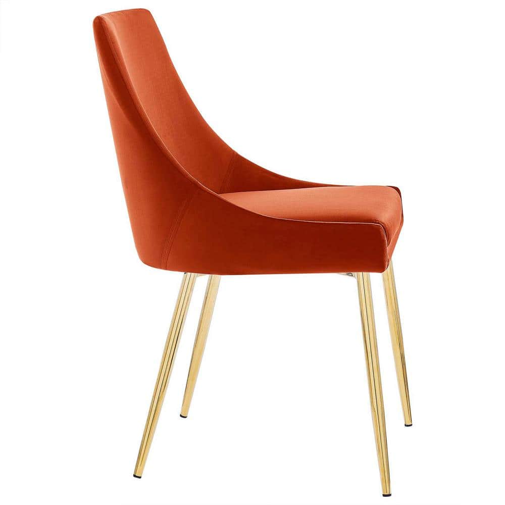 Gold Orange Luxe Velvet & Gold Metal Parsons Side Chair