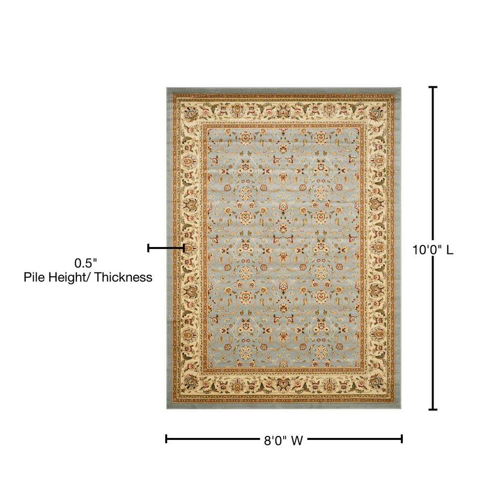 Blue Floral Motif Synthetic 8' x 10' Area Rug