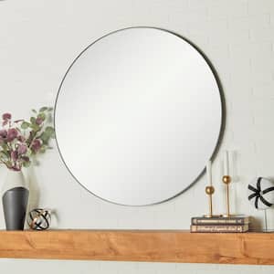 36 in. x 36 in. Black Wood Contemporary Round Wall Mirror