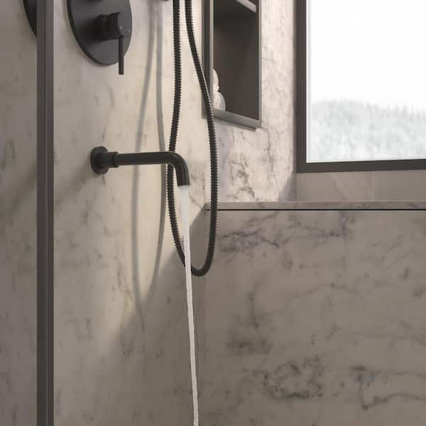 1-Spray 10 in. Round Wall Mount Dual Rain Fixed and Handheld Shower Head 1.8 GPM in Black