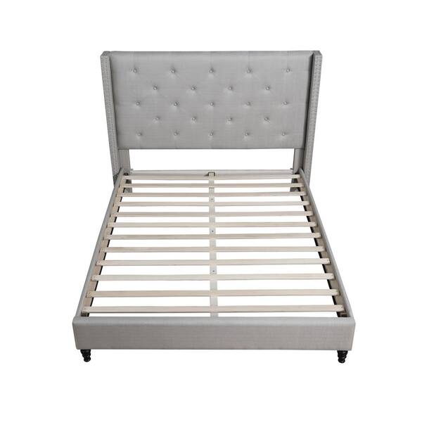 Best Master Furniture London Grey, California King Wingback Platform Bed