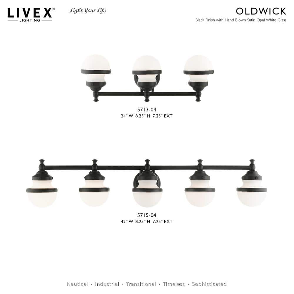 Oldwick Sleek 3-Light Vanity Sconce with Satin Opal White Glass