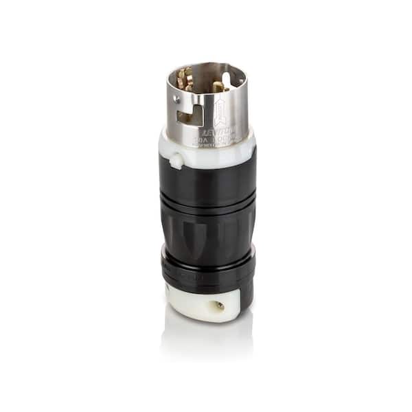 50A 125/250V AC, Non-Nema 3P, 4W, California Style Grounding, Black & White Locking Plug CS6365C