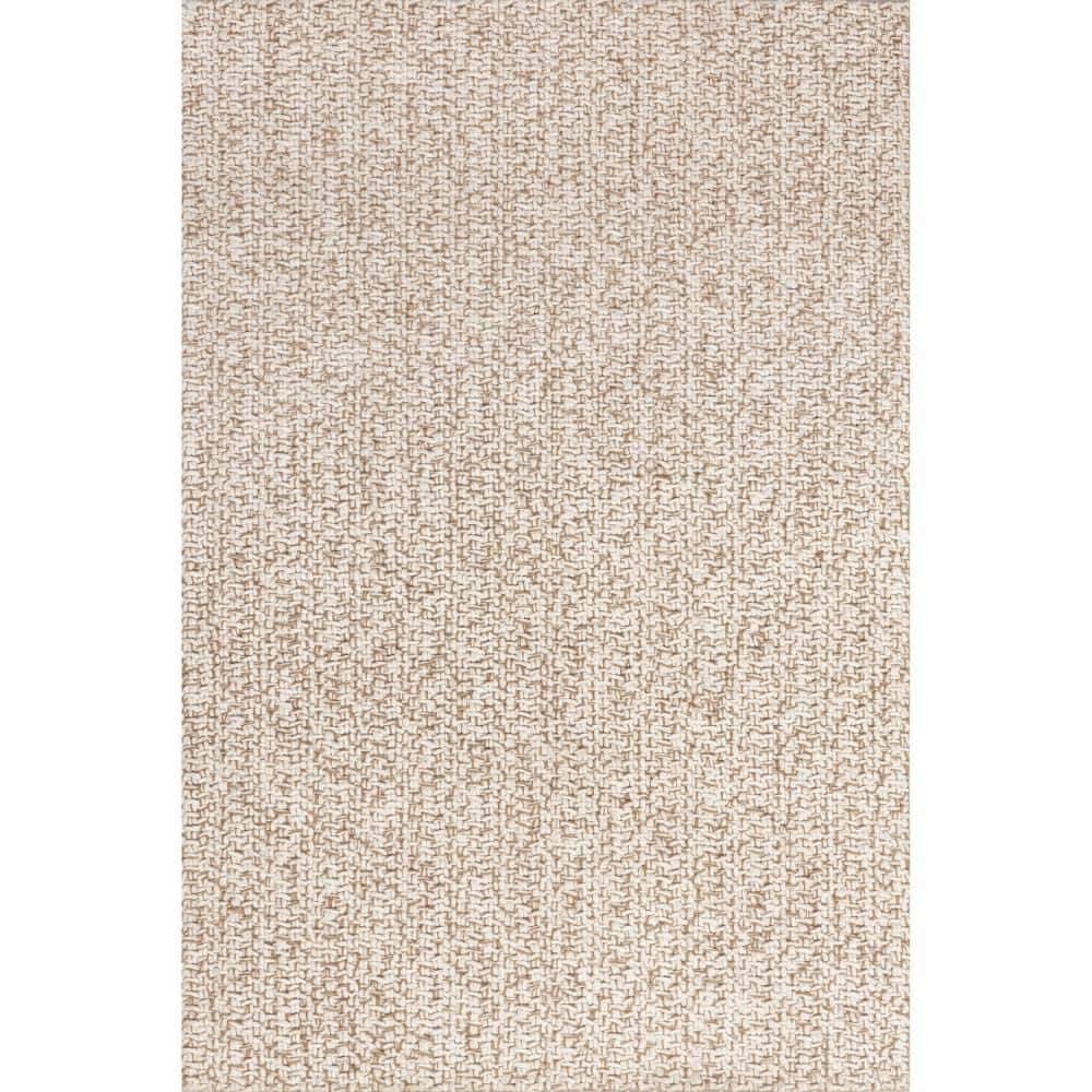 Ivory Flat Woven Wool Blend Round Area Rug