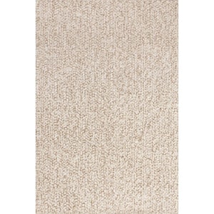 Enida Casual Farmhouse Wool Blend Ivory 4 ft. x 6 ft. Area Rug