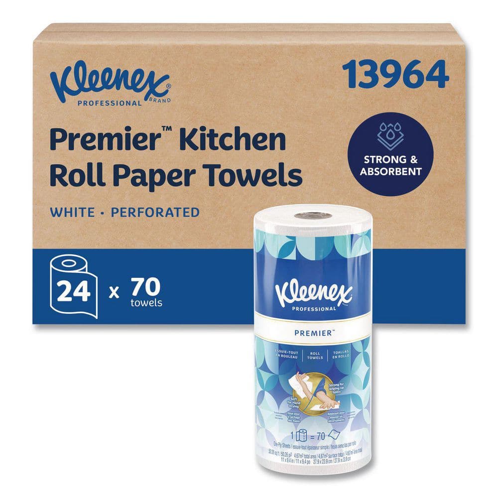 Kleenex Premiere Kitchen Roll Towels White (70 Sheets per Roll, 24
