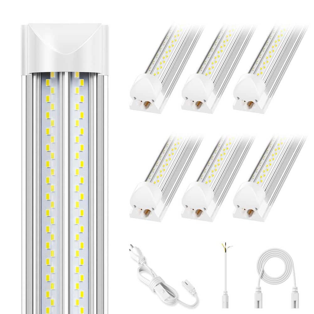 BIBIVIS 6-Pack 8 ft. 100-Watt White Led Shop Light for Garage