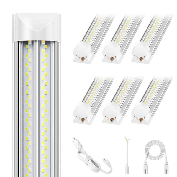BIBIVIS 6-Pack 8 ft. 100-Watt White Led Shop Light for Garage