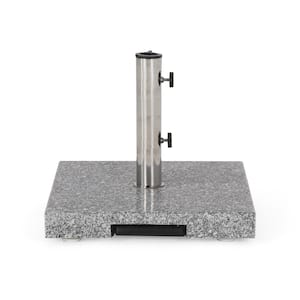 Emanuel 62.5 lbs. Granite and Stainless Steel Outdoor Patio Umbrella Base in Natural Grey